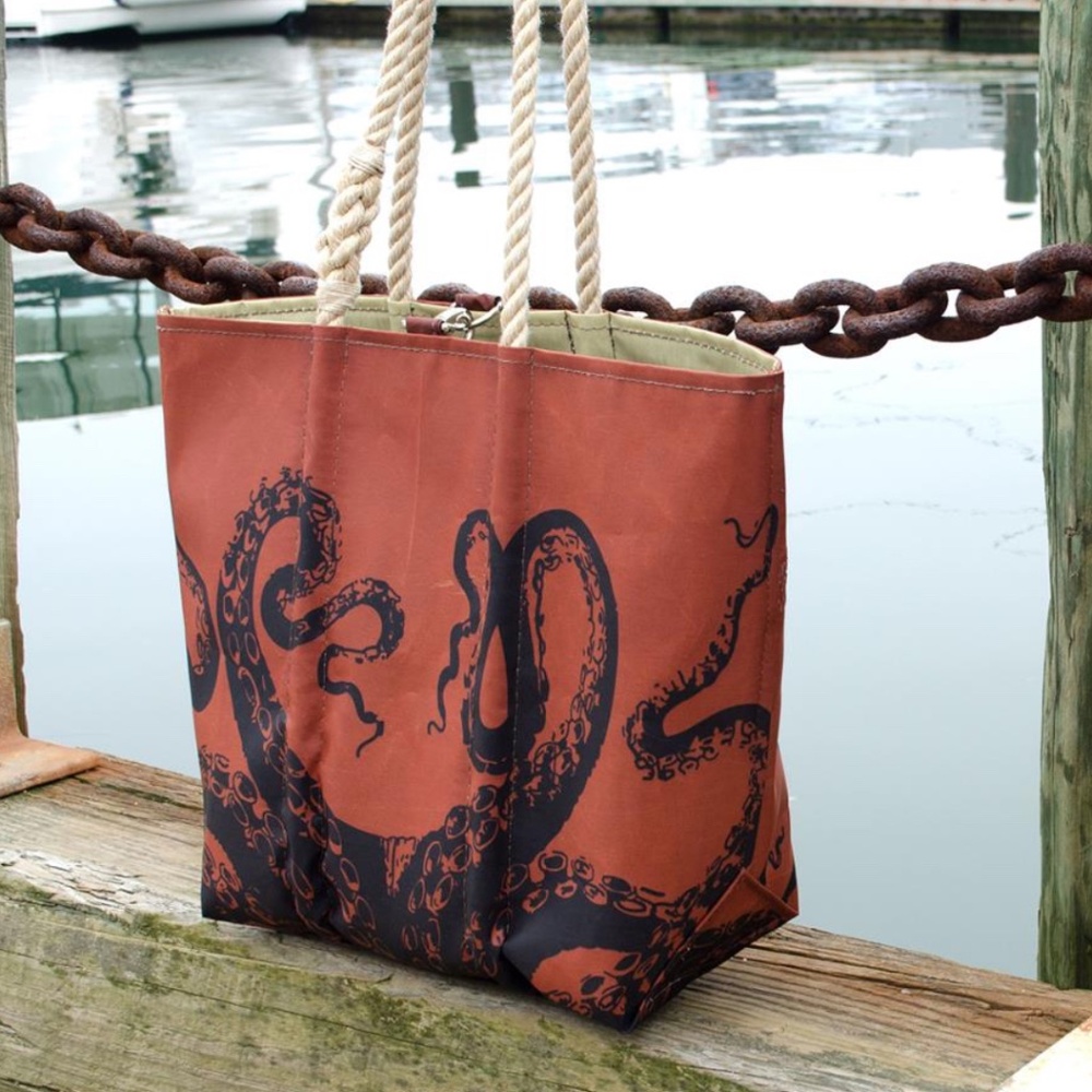 Sea Bag -Rare Tanbark sailcloth bag Octopus- NWT